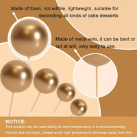ASTARON 32 Pcs Foam Balls Cake Topper Decorations for Party Cake - Gold，silver，black - image 3