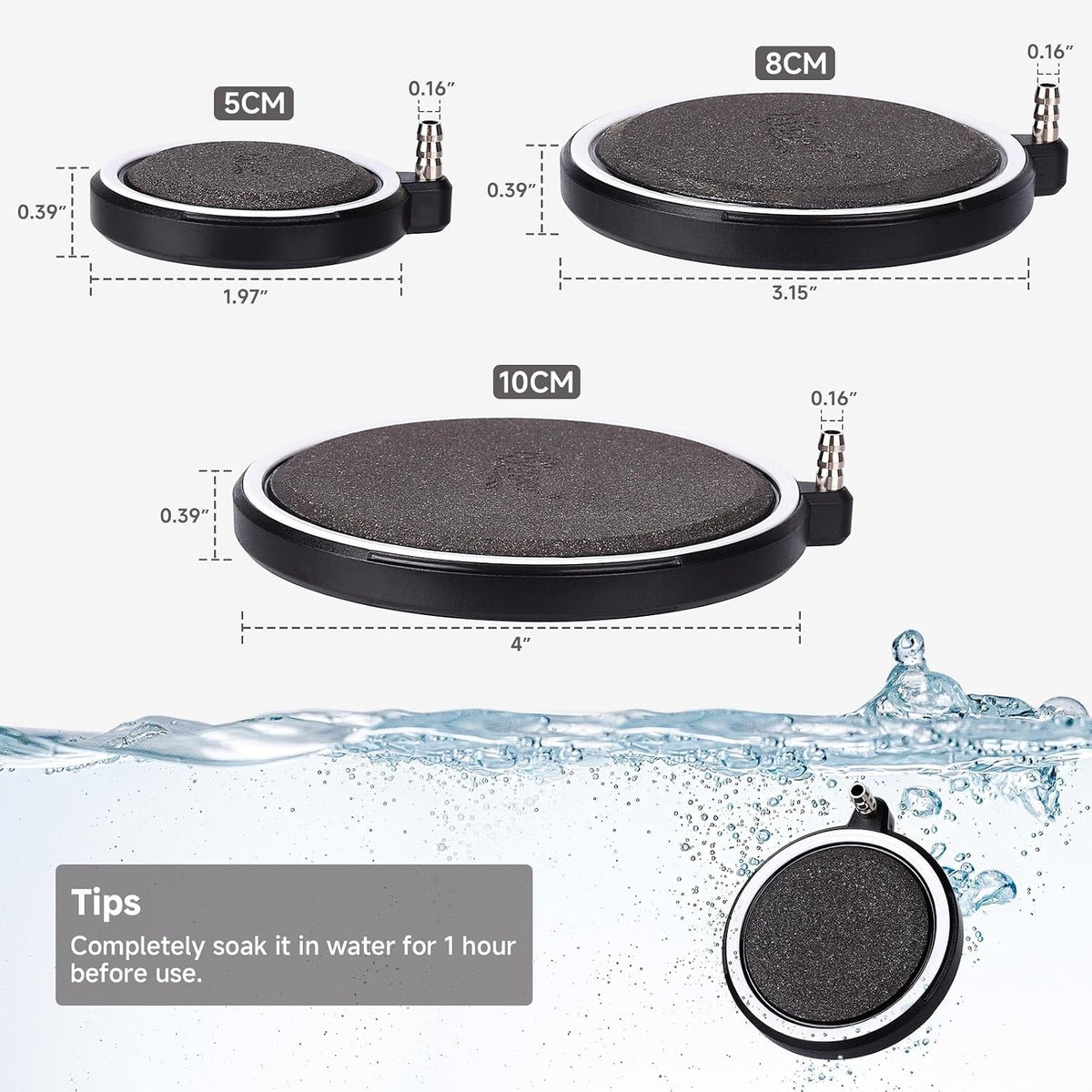 hygger Air Stone for Aquarium: Quiet High Dissolved Oxygen Diffuser - 5CM - image 3