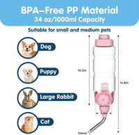Vannon Water Bottle for Small Animals - 34oz / Pink - image 2