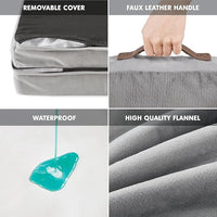 Friends Forever Orthopedic Dog Bed for Medium Dogs, Waterproof Memory Foam Dog Sofa Bed M with Removable Washable Cover, Ally Grey, 28x23x6.5
