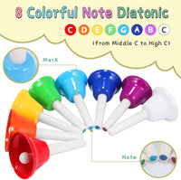 TantivyBo 8 note multicolored hand bells set with 17 song book for kids - view 3