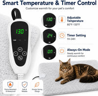 Pet Heating Pad for Cats with Normally Open Function - Grey Plush / 32.0"L x 20.0"W - image 4