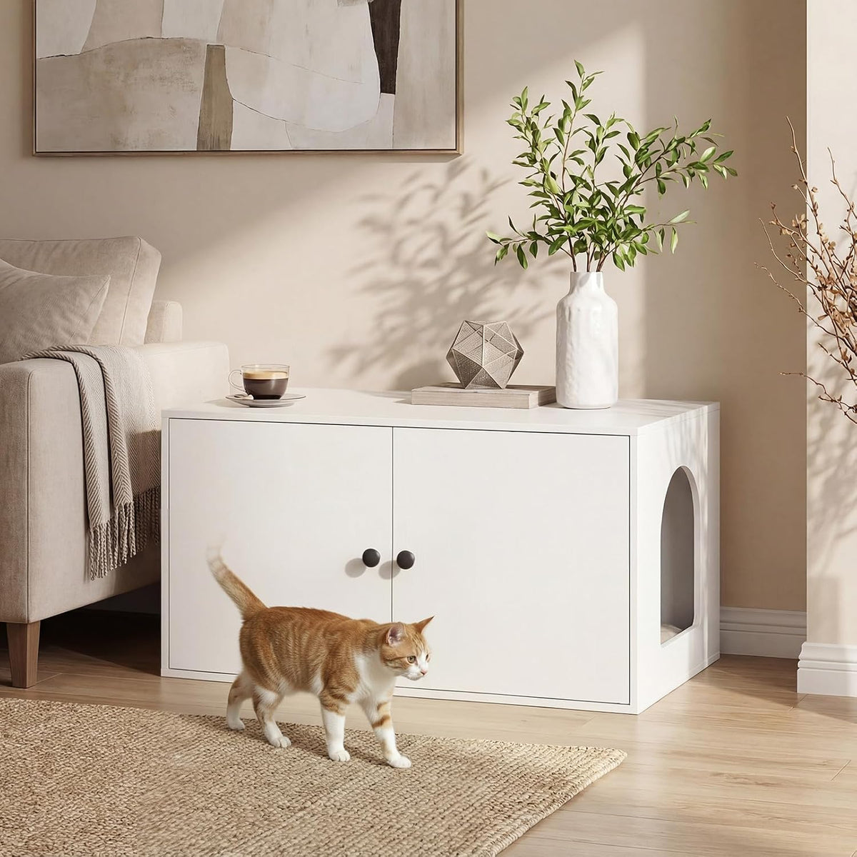 HOOBRO Cat Litter Box Enclosure - White - image 2