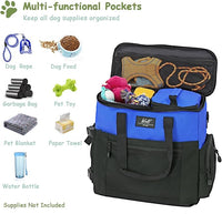 WOLT Dog Travel Bag Dog Bag for Traveling and Supplies with 2 Collapsible Bowls, 2 Food Containers, 1 Place Mat, Blue
