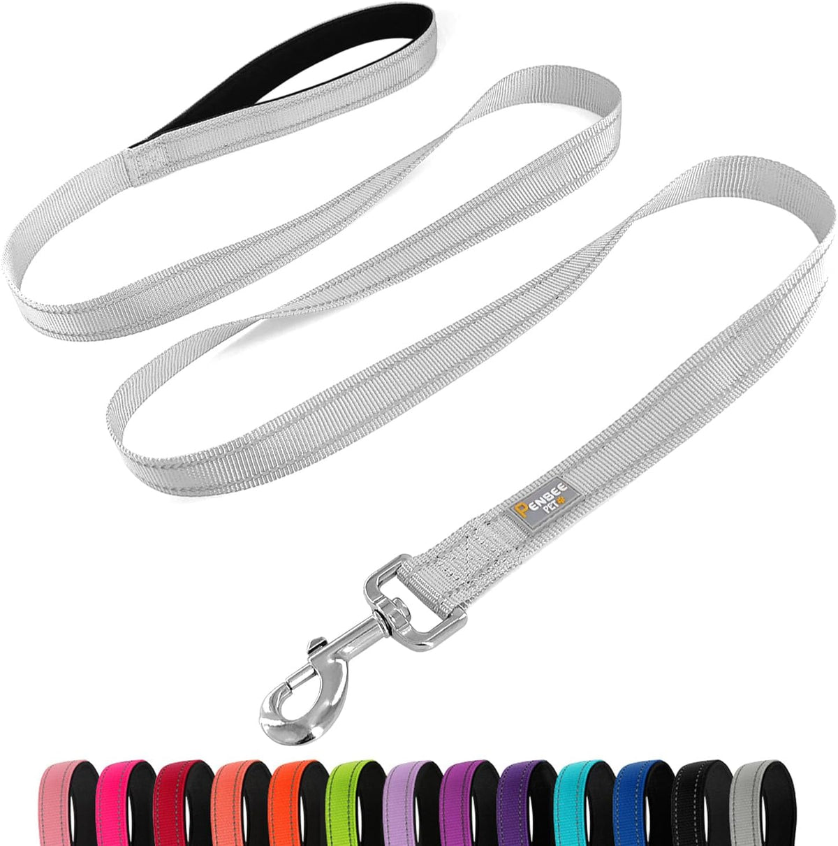 6 FT Basic Dog Leash for Medium Dogs - Refl Silver / Medium : 3/4" x 6 FT
