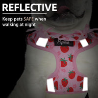 PUPTECK Dog Harness and Leash Set Small Sized - M (17-25lbs, Chest 17"-21") / #2 Pink(Strawberry Print) - image 4