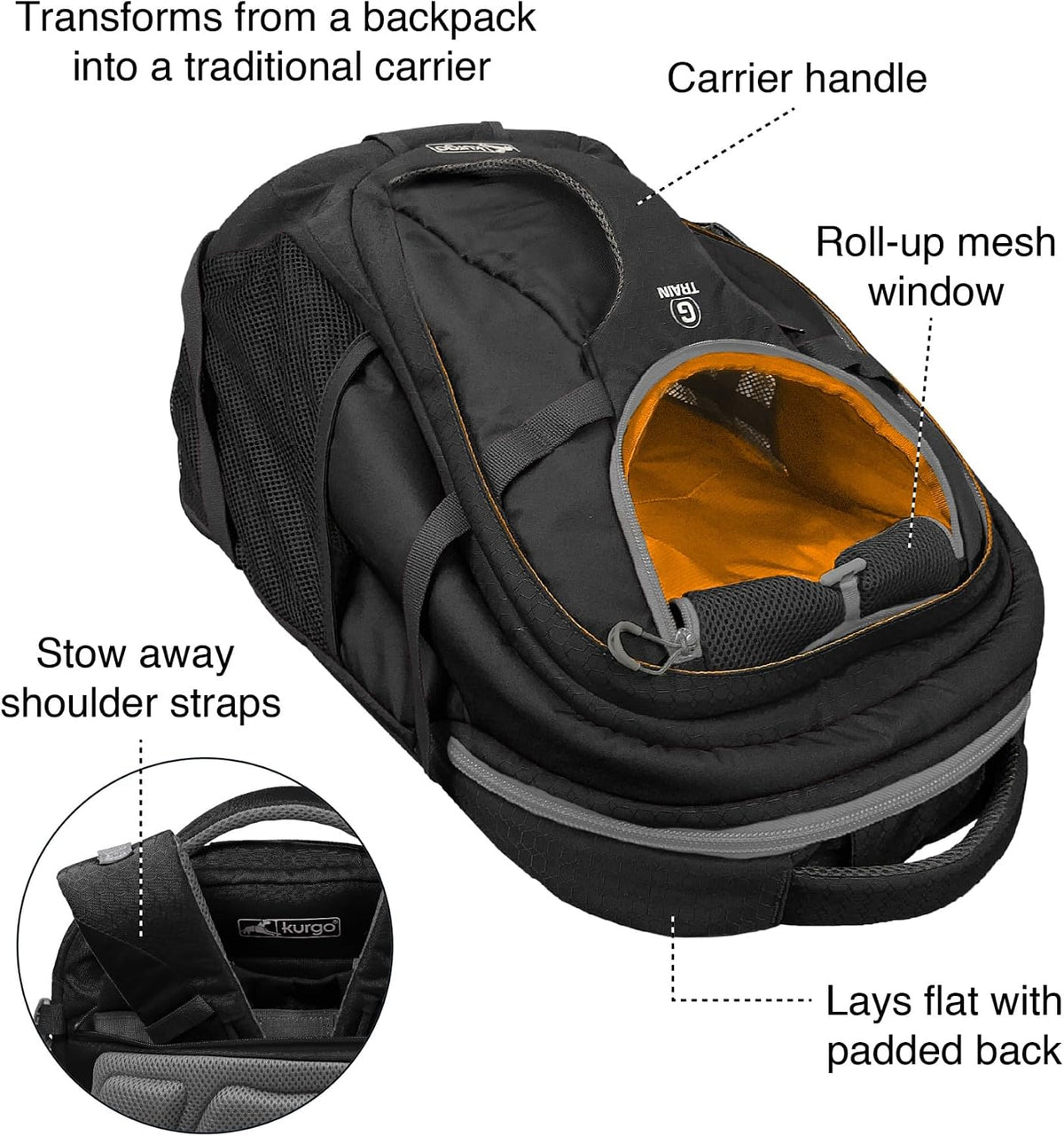 Kurgo G-Train Pet Carrier Backpack - Black - image 2