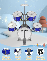 CHADRIGIVS kids drum set with bass drum pedal, cymbal, drumsticks and four-legged stool - view 4