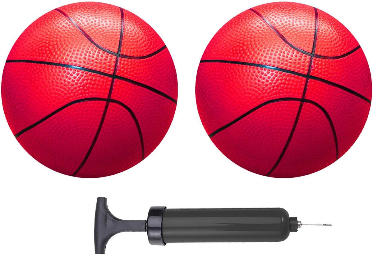ABAJI Mini Basketballs 2 Pack 5" Set with Pump Needle Durable - Red