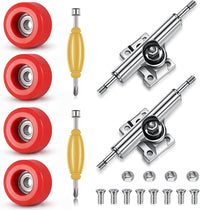 Zhehao fingerboard wheels and trucks set with four bearing wheels, two alloy trucks and two screwdrivers