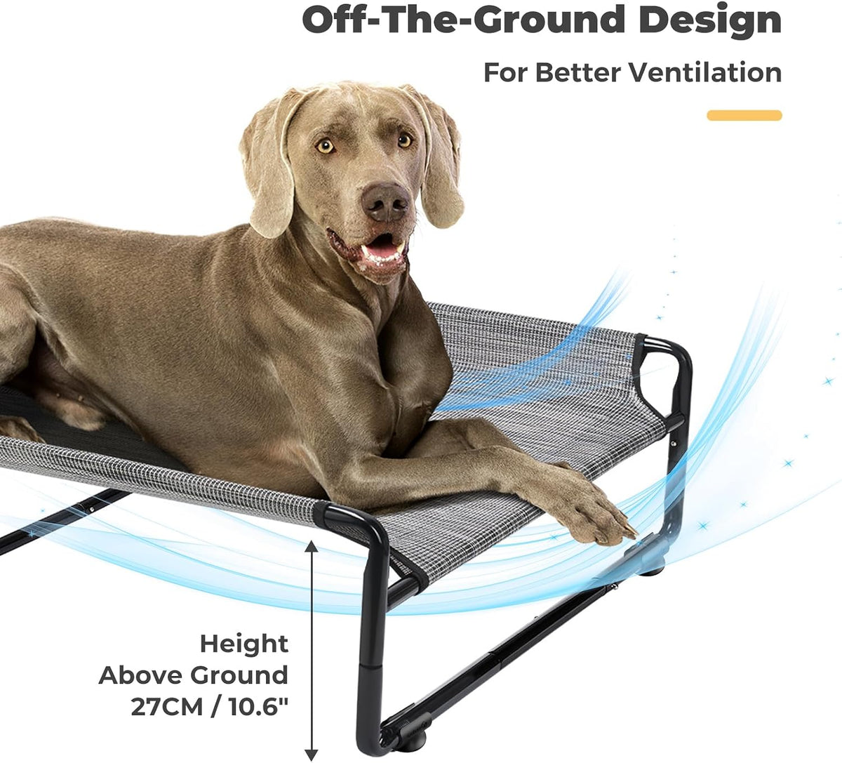 Veehoo Outdoor Elevated Dog Bed - Black Silver / 59.0"L x 35.0"W x 10.6"Th - image 2