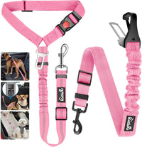 Lukovee Dog Seat Belt, 3-in-1 Headrest & Seatbelt Clip & Latch, 2 Pack – Essentials for Dogs - A-Pink / A- Headrest with Clip + 2 in 1 Seat Belt