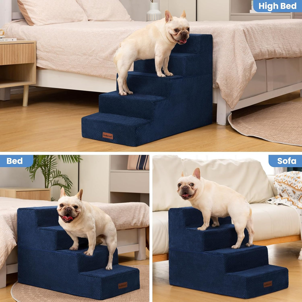 Dog Stairs for Small Dogs & Cats - Blue / 5-Step 22.6" H - image 2