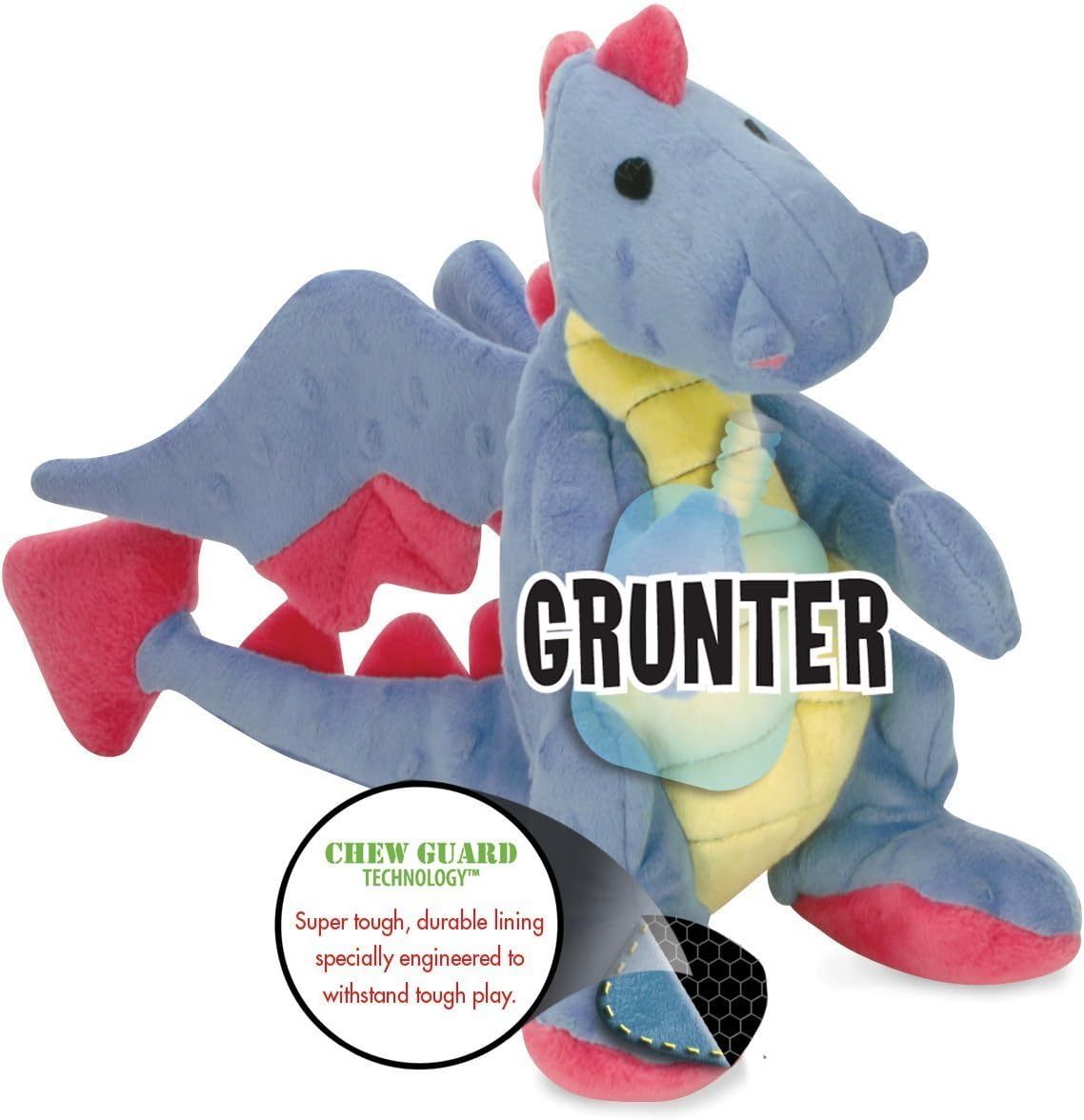 goDog Bubble Plush Dragons Squeaky Dog Toy - Dragons (Perwinkle) / Large (Pack of 1) - image 4