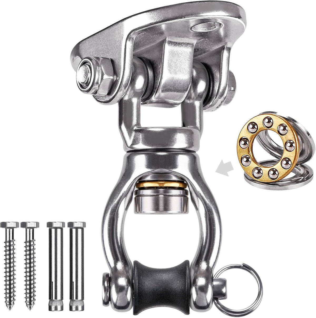 SELEWARE Silent Bearing Swivel Swing Hanger Stainless Steel Swing - Silver: 360° Bearing Swing Hanger ( 1 Pack )