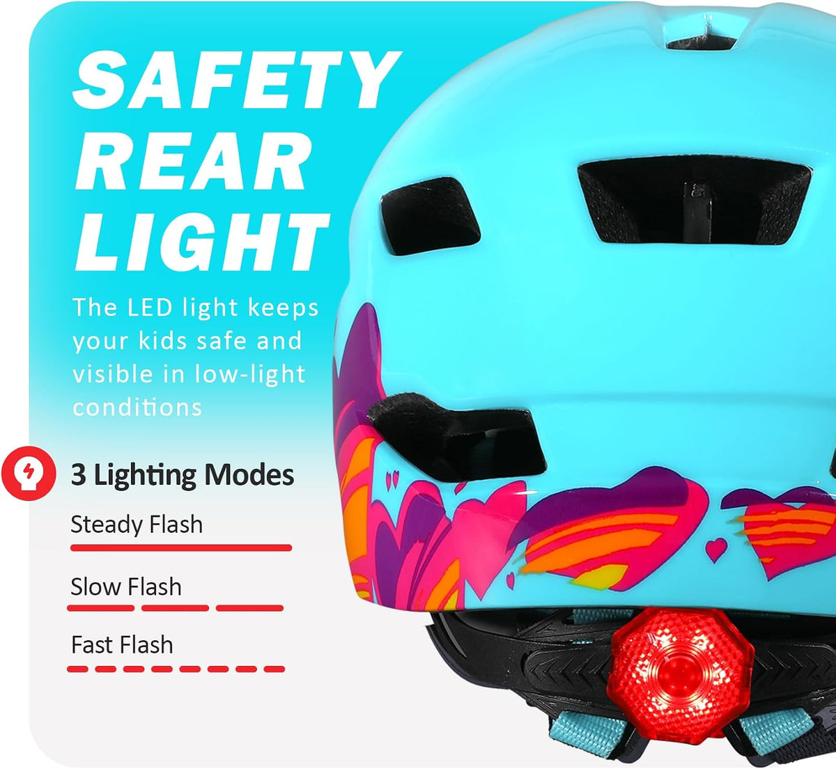 Kids Bike Helmet, Toddler Youth Helmet for Boys Girls, Ages 3-5 - Glossy Light Blue / 50cm-57cm/19.7''-22.4'' - image 4