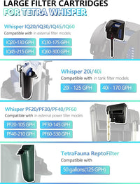 6 Pack Large Fish Tank Filter Cartridges Compatible with Tetra Whisper Bio-Bag Filters, Turtle Tank Filter Replacement for Whisper 20i, 40i / IQ20, 30, 45, 60 / PF20, 30, 40, 60 & ReptoFilter