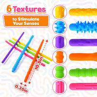 KLT silicone fidget sticks 6-pack in bendable textured colors - view 4