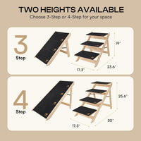 Luciphia Wooden 2-in-1 Dog Stairs - 25.6"H X 31.5"L X 17.3"W-4 steps for standard & high beds - image 3