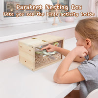 Parakeet Nesting Box, Wooden Parrot Nest Breeding Box with Perch - Horizontal Breeding Box / L - image 4