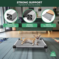 FXW TitanNest Chew-Proof Elevated Dog Bed, Raised Cot for Indoor/Outdoor/Camping Use, Durable & Washable Padded Pet Bed with Exclusive Reuseable Cover for Large Dogs, 50.0" L x 31.0" W x 7.3" H, Gray