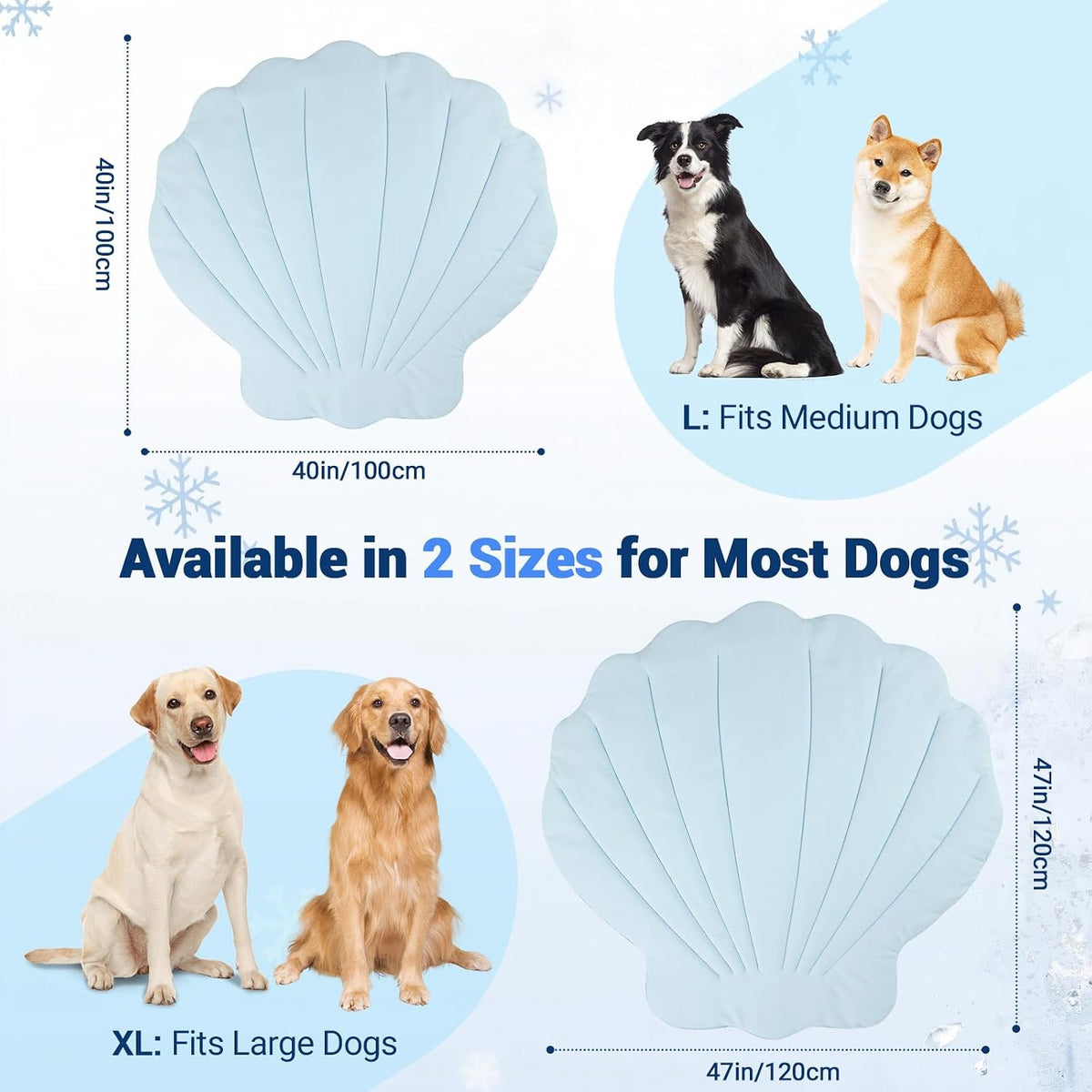 Q-Max>0.4 Dog Cooling Mat, 59''×40'', Blue+Grey - Shell-Sky Blue / XL - image 4