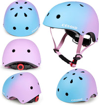 Kids Bike Skateboard Helmet Pad Set - S(18"-20.5"/ 2 -7years) / Blue pink - image 2