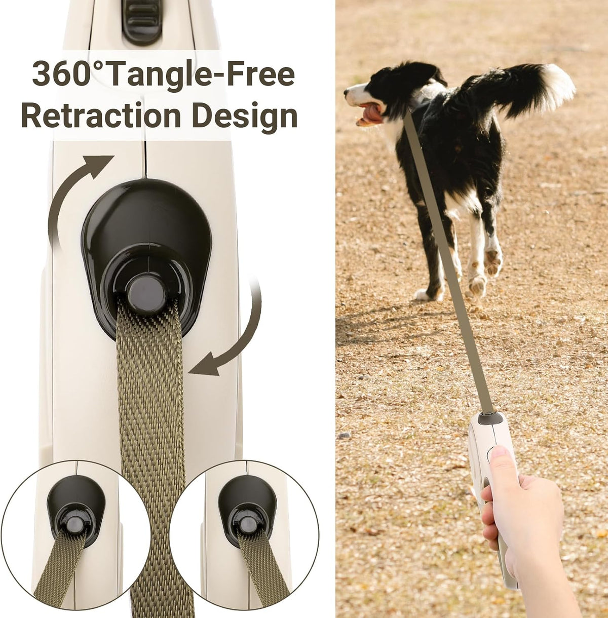 Segarty 26ft Dog Leash Retractable - Khaki / 16ft(up to 44 lbs) - image 4