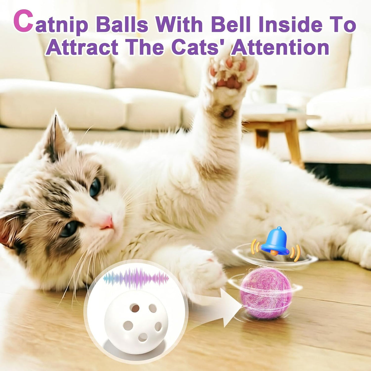 Cat Toys Balls with Bell Inside, Wool Yarn Catnip Toys Ball 6Pcs – Essentials for Cats - image 4