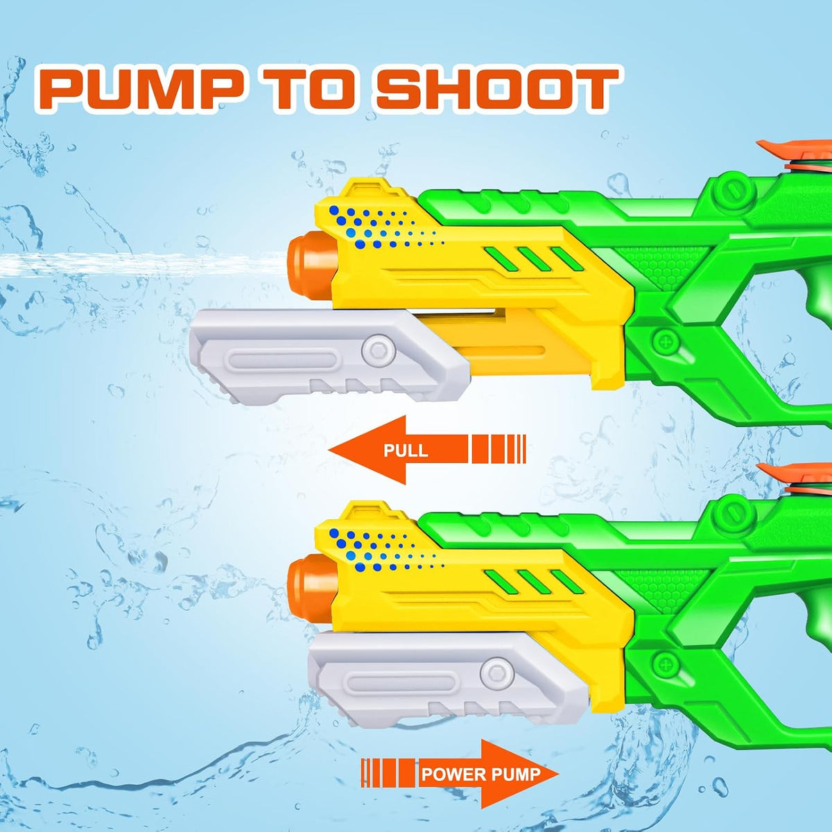 Quanquer 3 Pack Water Guns for Kids Adults - Green Orange Pink - image 3