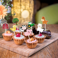 WERNNSAI 36 farm cupcake toppers with cow, pig, sheep, horse and house designs - view 13