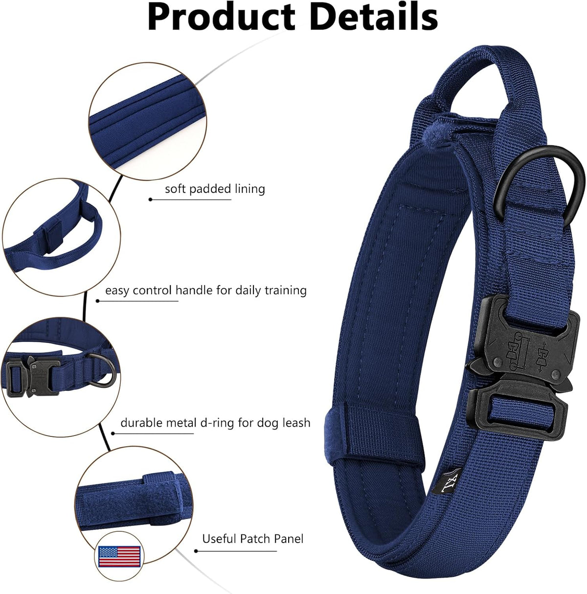 DAGANXI Tactical Dog Collar - Midnight blue / XL - image 3