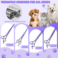 Professional Dog Grooming Scissors Set - 7 Inch (Pack of 5) / Purple - image 3