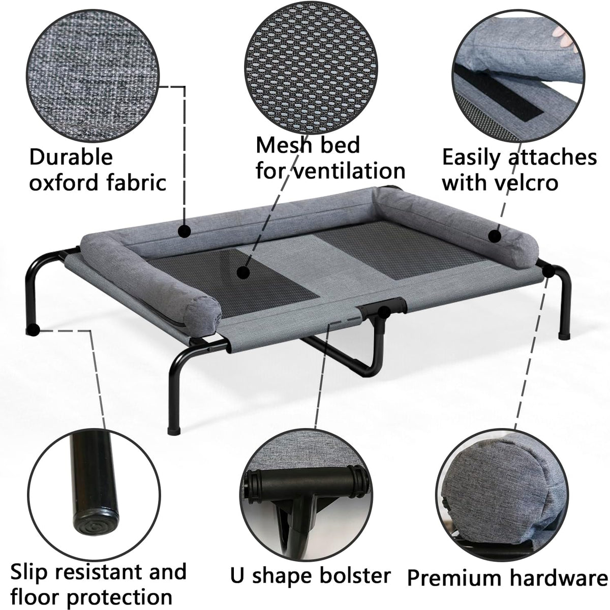 PETIME Cooling Elevated Pet Cushion Bed Raised Dog Cots for Small Dogs - 54 Inch - image 2