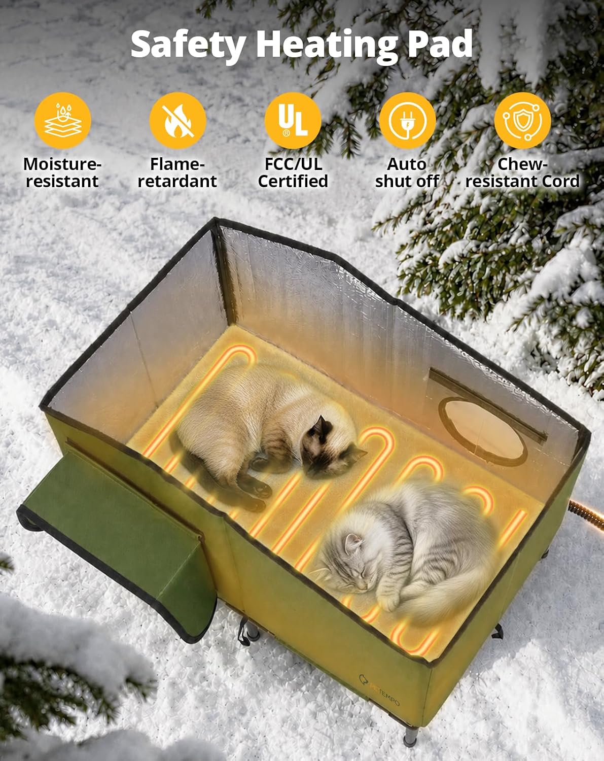 Heated Cat House for Outside Weatherproof in Winter, 20"x16" – Essentials for Cats - L-26"x16"x20.5"(WDH) - image 3