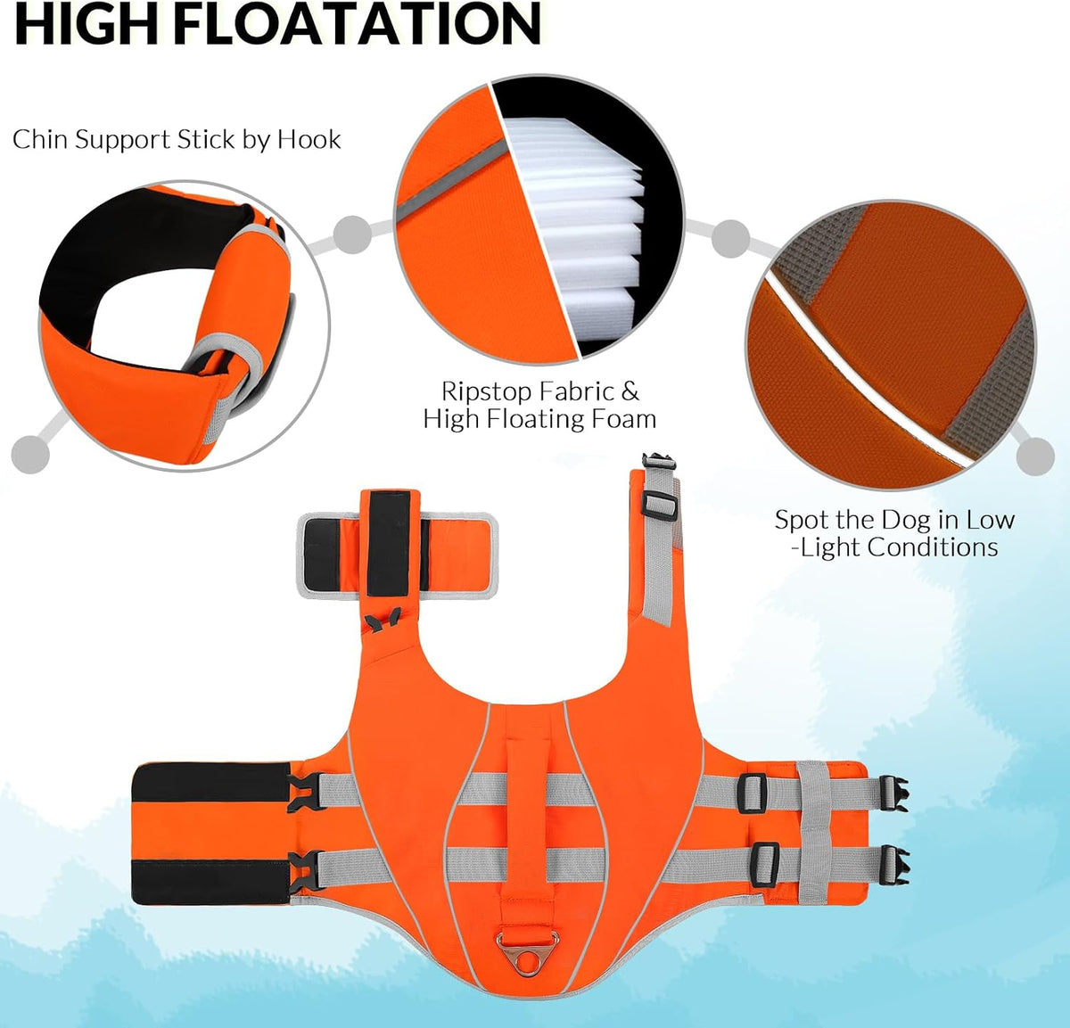 Queenmore XS Dog Life Jacket - X-Small / HiVis Orange - image 3