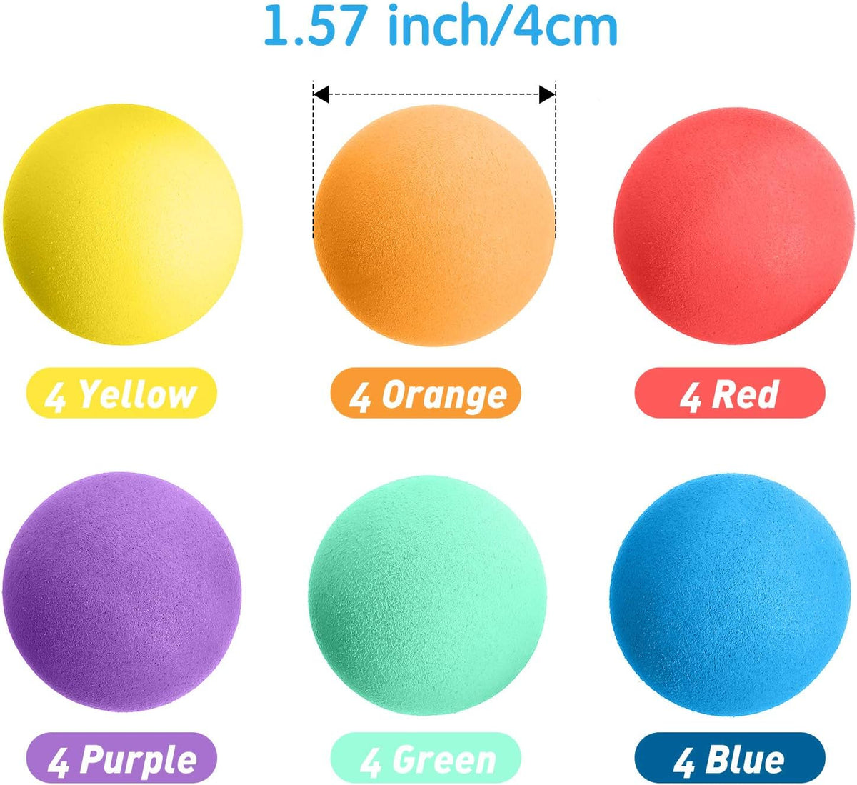 Gejoy 24 Pieces Soft Foam Balls Bulk Lightweight Mini Balls for Safe - 1.57 Inch - image 2