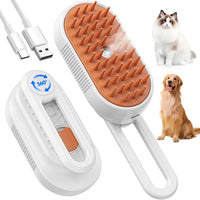 Cat Steam Brush for Cats and Dogs, Foldable Handle, White
