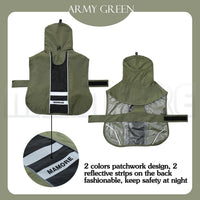 Waterproof Dog Raincoat with Reflective Strip - Medium / Army Green Black - image 3