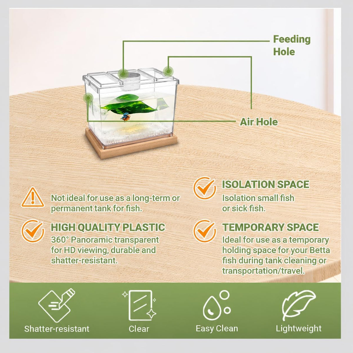 MoonOrange Mini Betta Fish Tank Kit with LED Light Base - Mini Tank Kit 01 - image 4