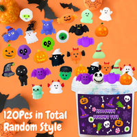 SUNPROUND 120 Halloween mochi squishy toys in pumpkin, ghost and bat shapes with bucket - view 7