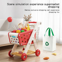 Jovow 102pcs Kids Shopping Cart Trolley Play Set with Pretend Food – Fun for Kids & Family - Red - image 4