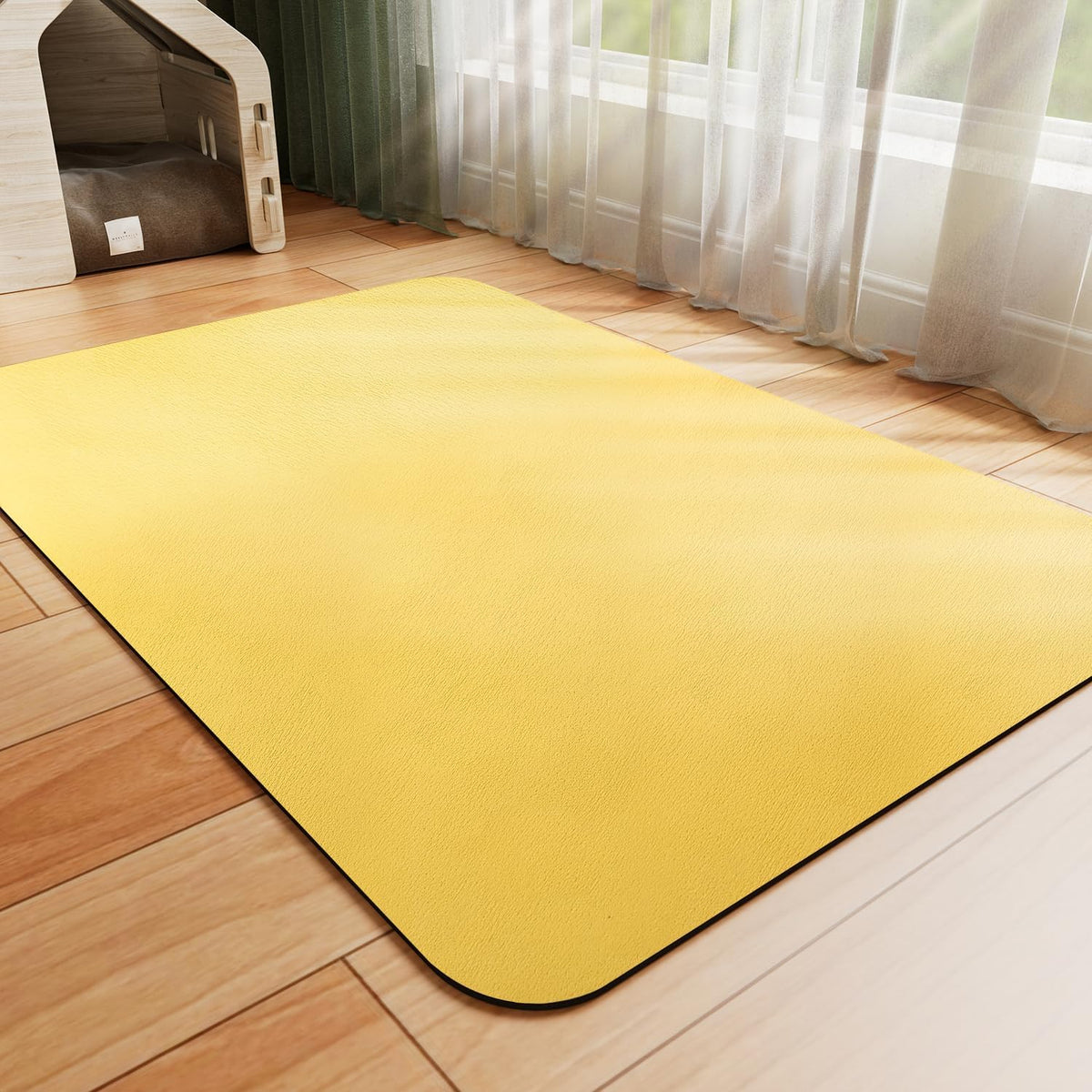 HotLive Dog Food Mat, Absorbent Cat Mat for Food and Water - Yellow / 19"L x 12"W