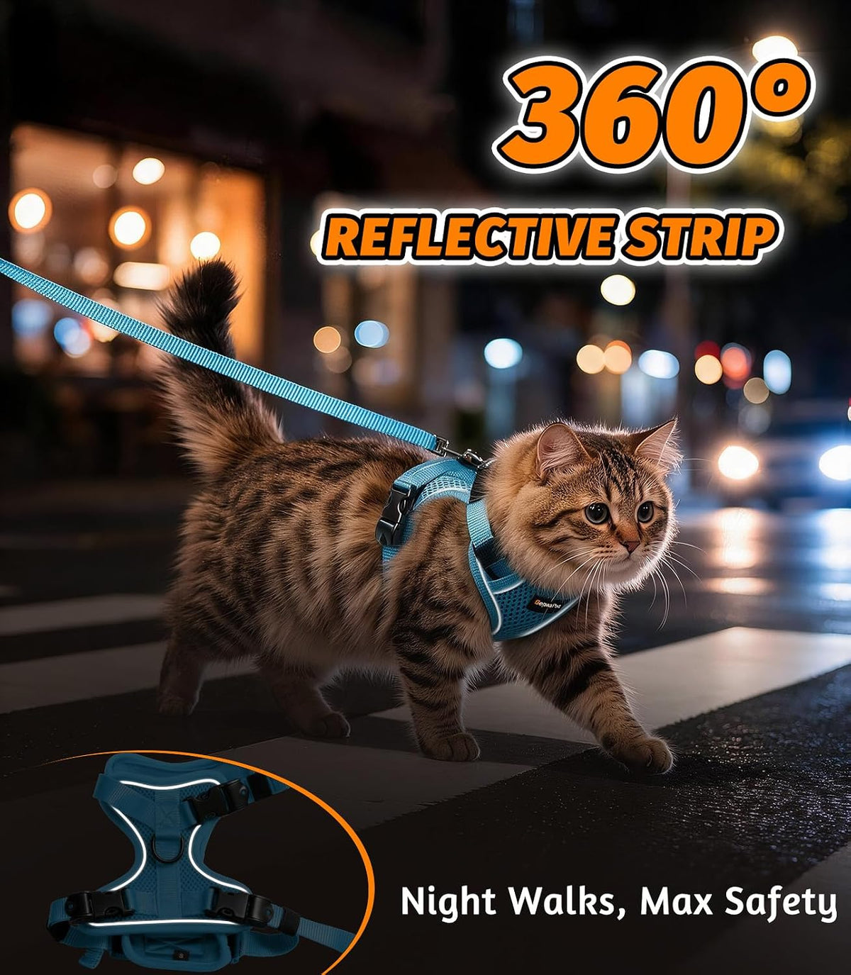 Cat Harness and Leash for Walking - Sky Blue / M (13-18lb) - image 4