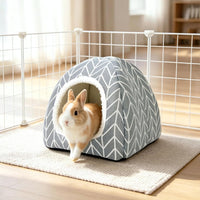Guinea Pig Hideout Bed, Dwarf Rabbit House Cave – Daily Care for Small Pets - Grey+Grey - image 2