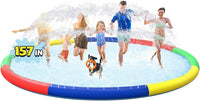 ODOSOLA large non-slip kids splash pad spraying water on a backyard lawn