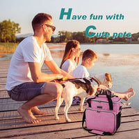 BAGLHER Dog Travel Bag, Pet Travel Bag (ALL Pet Travel Supplies), With 2 Pet Food Containers and 2 Collapsible Silicone Bowls; Essential Kits for Pet Travel Pink