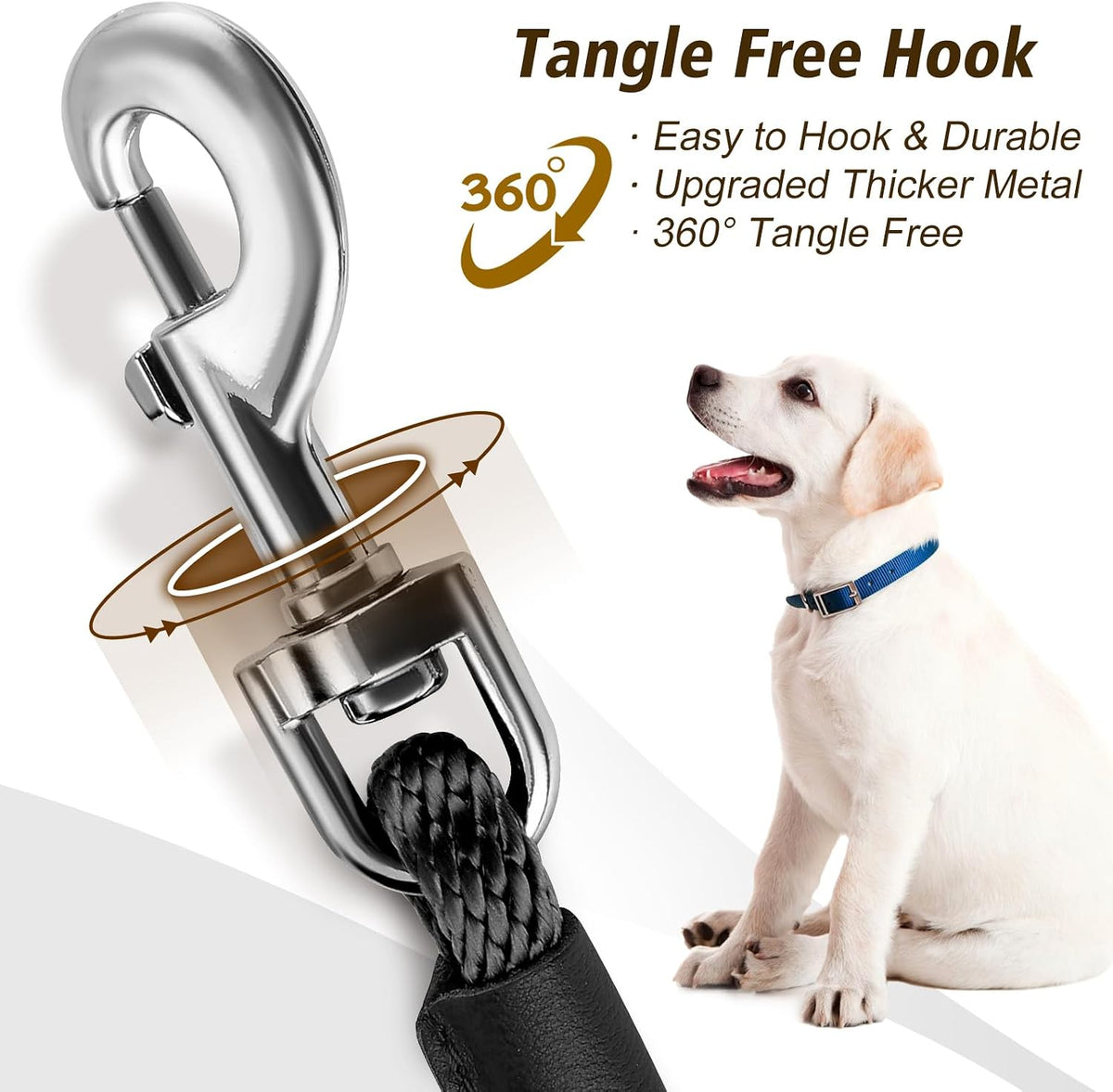 Check Cord Dog Leash Long Lead Obedience Recall Training Tracking - Black / 3/8 inch * 15foot - image 3