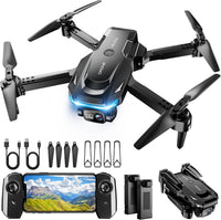 Drone with 1080P Camera - Foldable Remote Control RC Quadcopter FPV Drone – Fun for Kids & Family - Black