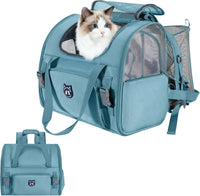 Expandable Large Cat Carrier Backpack, Supports up to – Essentials for Dogs - 16.5"L x 10.2"W x 15.8"H / Polar Blue